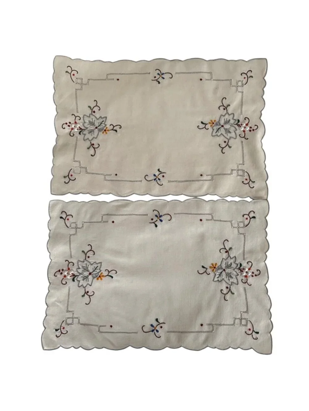 Embroidered Linen Table Runner 8 Placemats‎ Dinner Napkins 6 Cocktail Set Floral